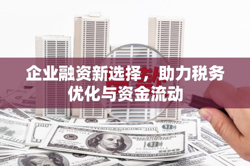 太谷企业融资新选择，助力税务优化与资金流动