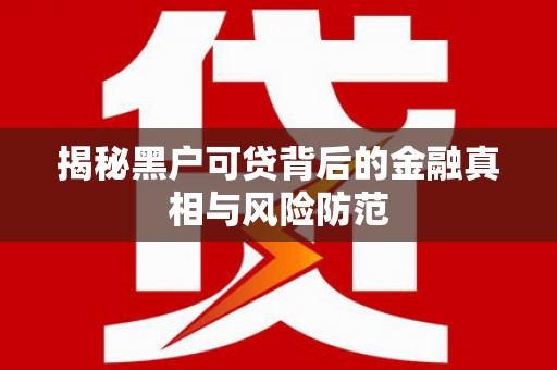 太谷揭秘黑户可贷背后的金融真相与风险防范