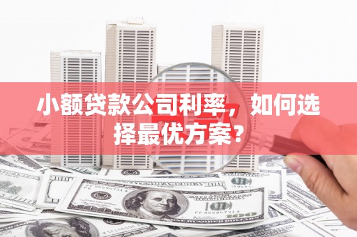 太谷小额贷款公司利率，如何选择最优方案？