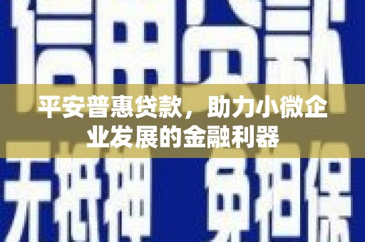 太谷平安普惠贷款，助力小微企业发展的金融利器